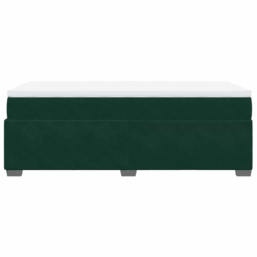 Κρεβάτι Boxspring με Στρώμα Σκούρο Πράσινο 90x200 εκ. Βελούδινο - Pakobazaar