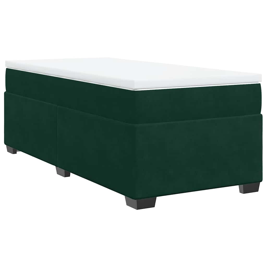 Κρεβάτι Boxspring με Στρώμα Σκούρο Πράσινο 90x200 εκ. Βελούδινο - Pakobazaar