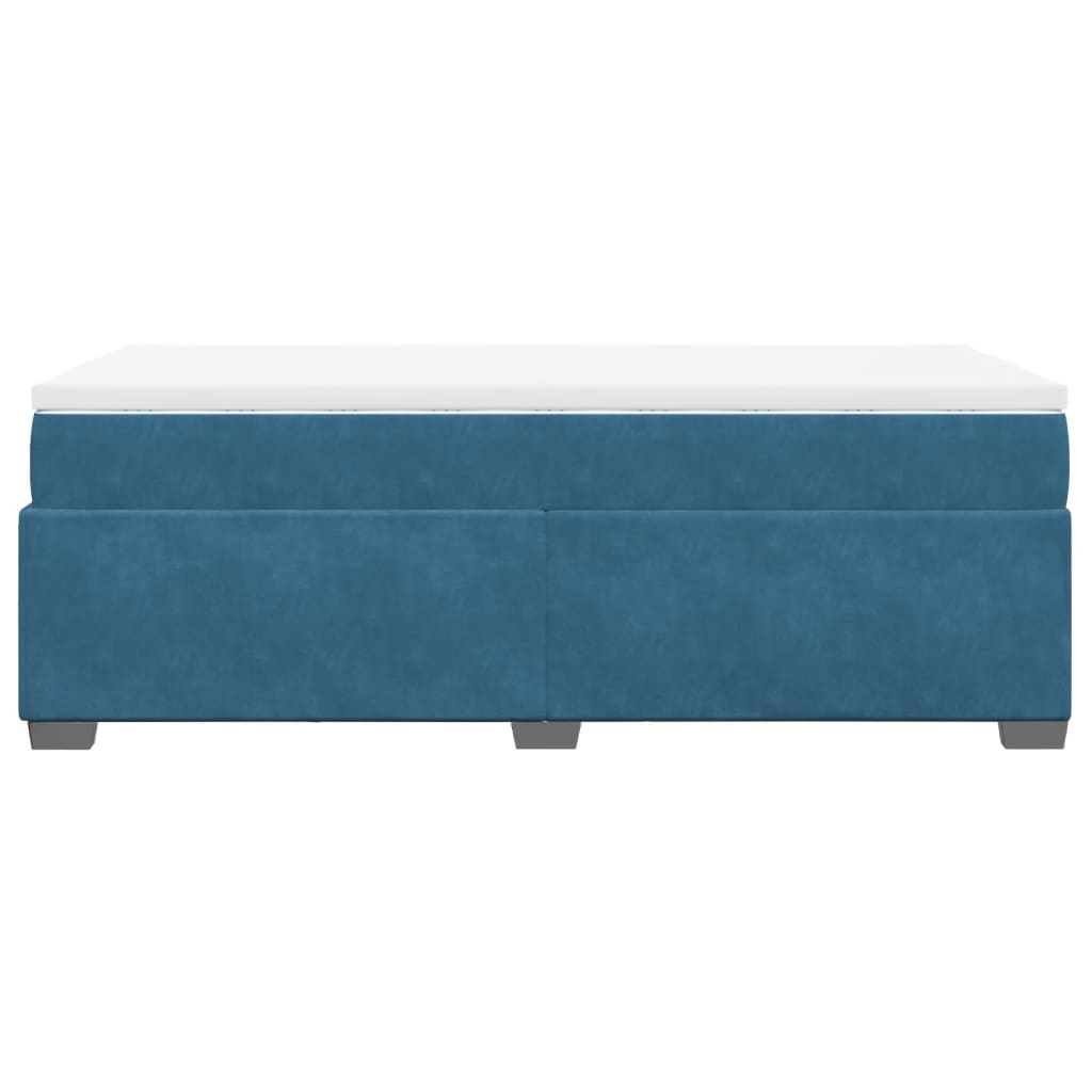 Κρεβάτι Boxspring με Στρώμα Σκούρο Μπλε 90x200 εκ. Βελούδινο - Pakobazaar