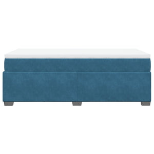 Κρεβάτι Boxspring με Στρώμα Σκούρο Μπλε 90x200 εκ. Βελούδινο - Pakobazaar