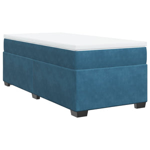 Κρεβάτι Boxspring με Στρώμα Σκούρο Μπλε 90x200 εκ. Βελούδινο - Pakobazaar