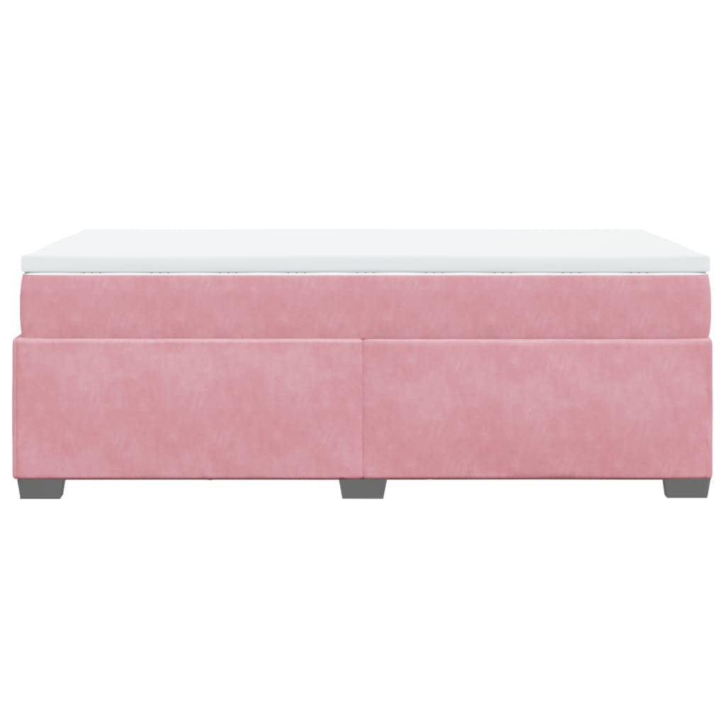 Κρεβάτι Boxspring με Στρώμα Ροζ 90x200 εκ. Βελούδινο