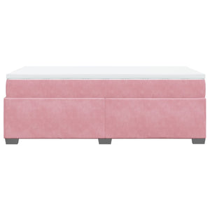 Κρεβάτι Boxspring με Στρώμα Ροζ 90x200 εκ. Βελούδινο