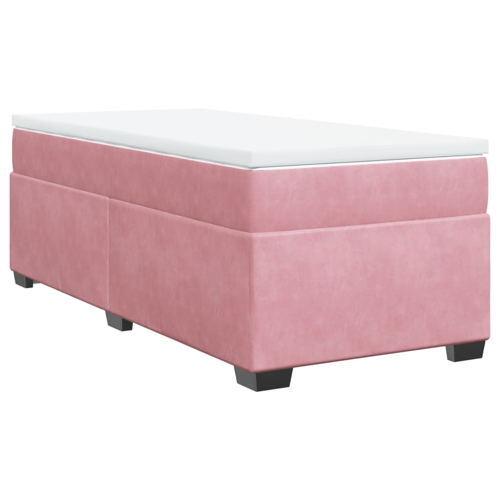 Κρεβάτι Boxspring με Στρώμα Ροζ 90x200 εκ. Βελούδινο