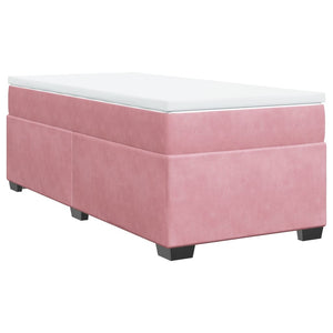 Κρεβάτι Boxspring με Στρώμα Ροζ 90x200 εκ. Βελούδινο