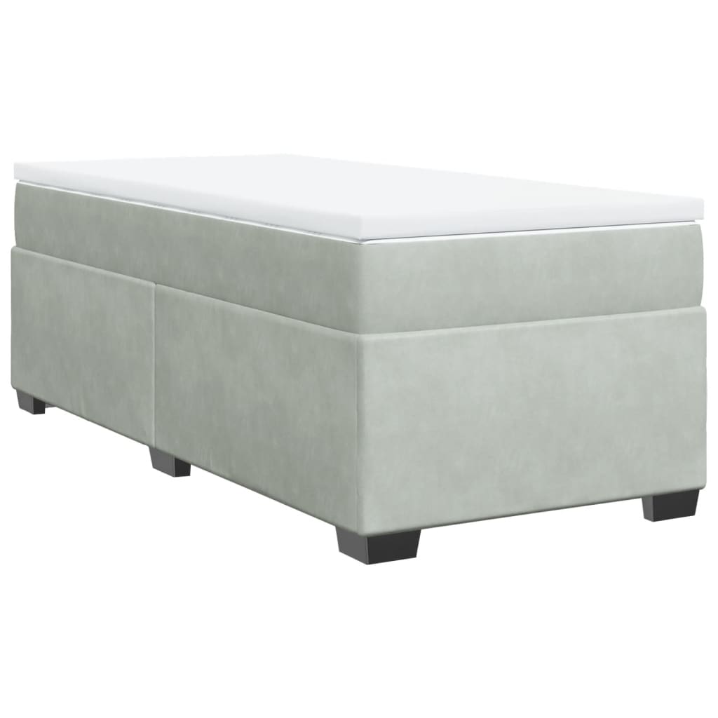 Κρεβάτι Boxspring με Στρώμα Ανοιχτό Γκρι 100x200 εκ. Βελούδινο