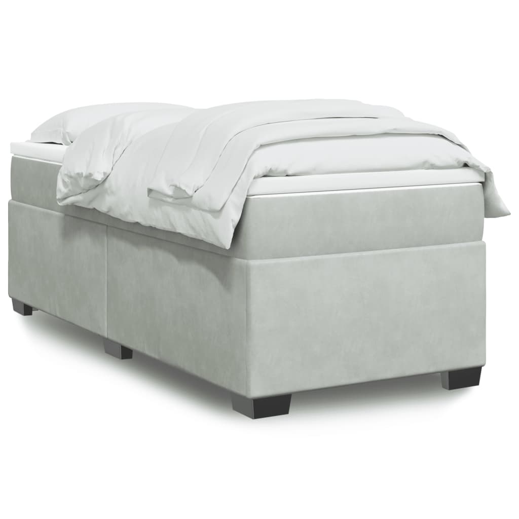 Κρεβάτι Boxspring με Στρώμα Ανοιχτό Γκρι 100x200 εκ. Βελούδινο