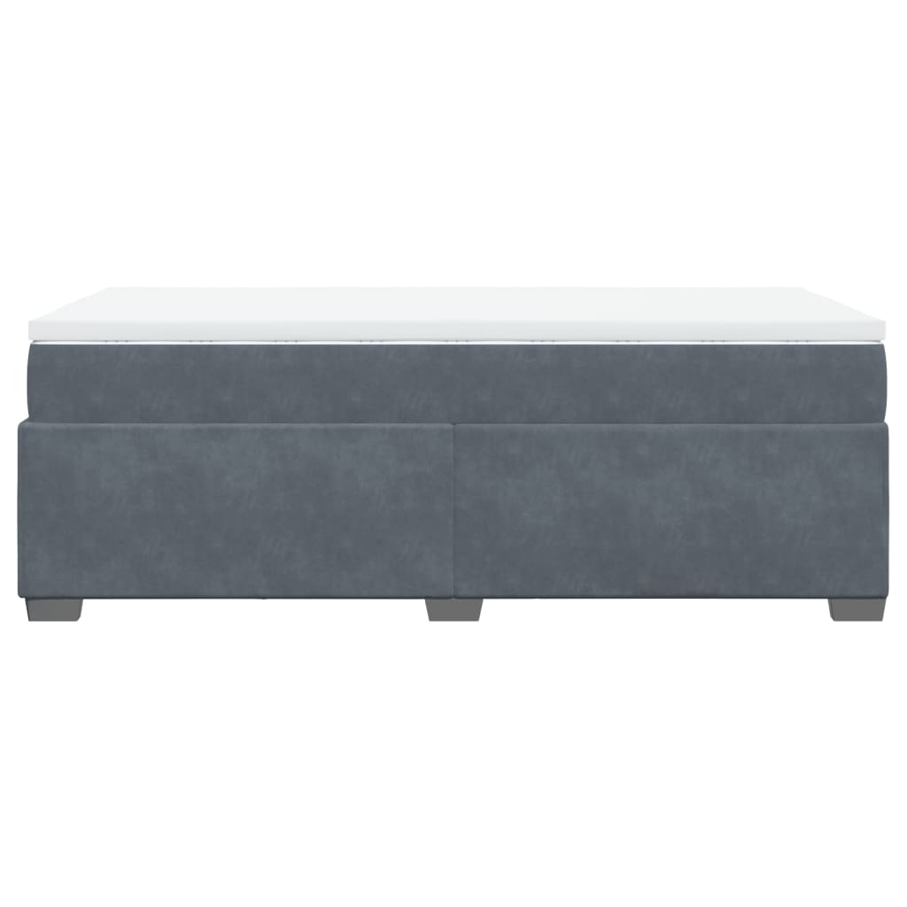 Κρεβάτι Boxspring με Στρώμα Σκούρο Γκρι 100x200 εκ. Βελούδινο