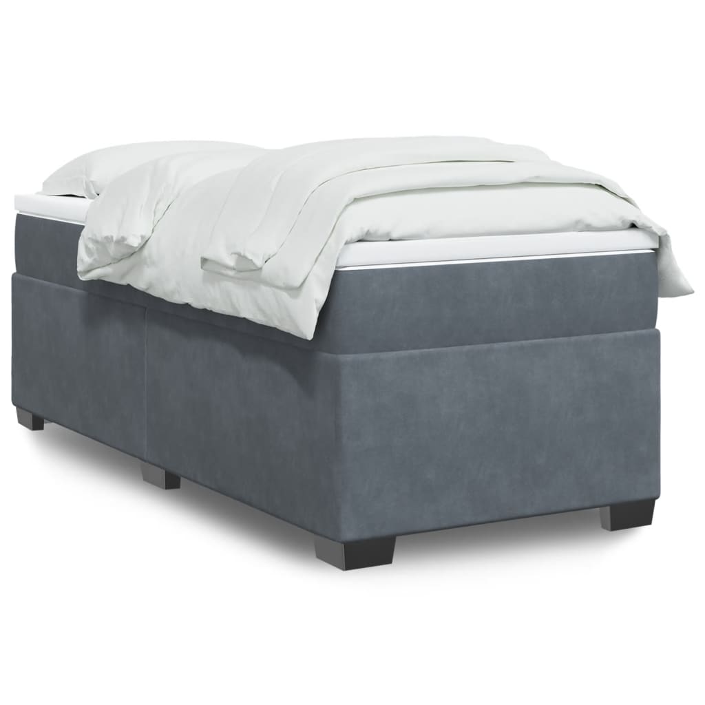 Κρεβάτι Boxspring με Στρώμα Σκούρο Γκρι 100x200 εκ. Βελούδινο