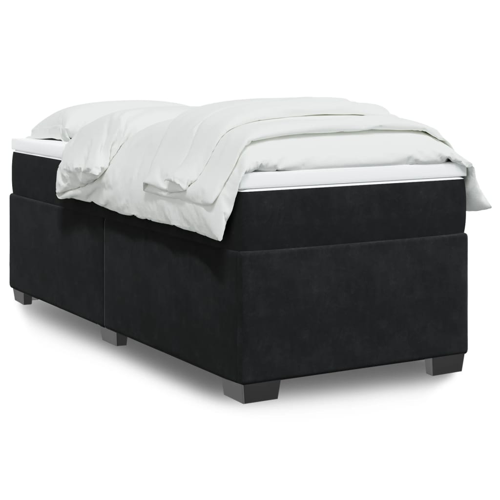 Κρεβάτι Boxspring με Στρώμα Μαύρο 100x200 εκ. Βελούδινο