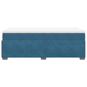 Κρεβάτι Boxspring με Στρώμα Σκούρο Μπλε 100x200 εκ. Βελούδινο