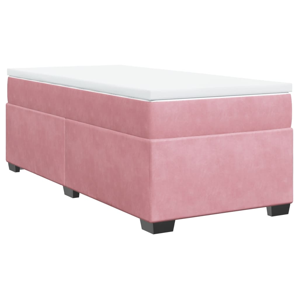 Κρεβάτι Boxspring με Στρώμα Ροζ 100x200 εκ. Βελούδινο - Pakobazaar