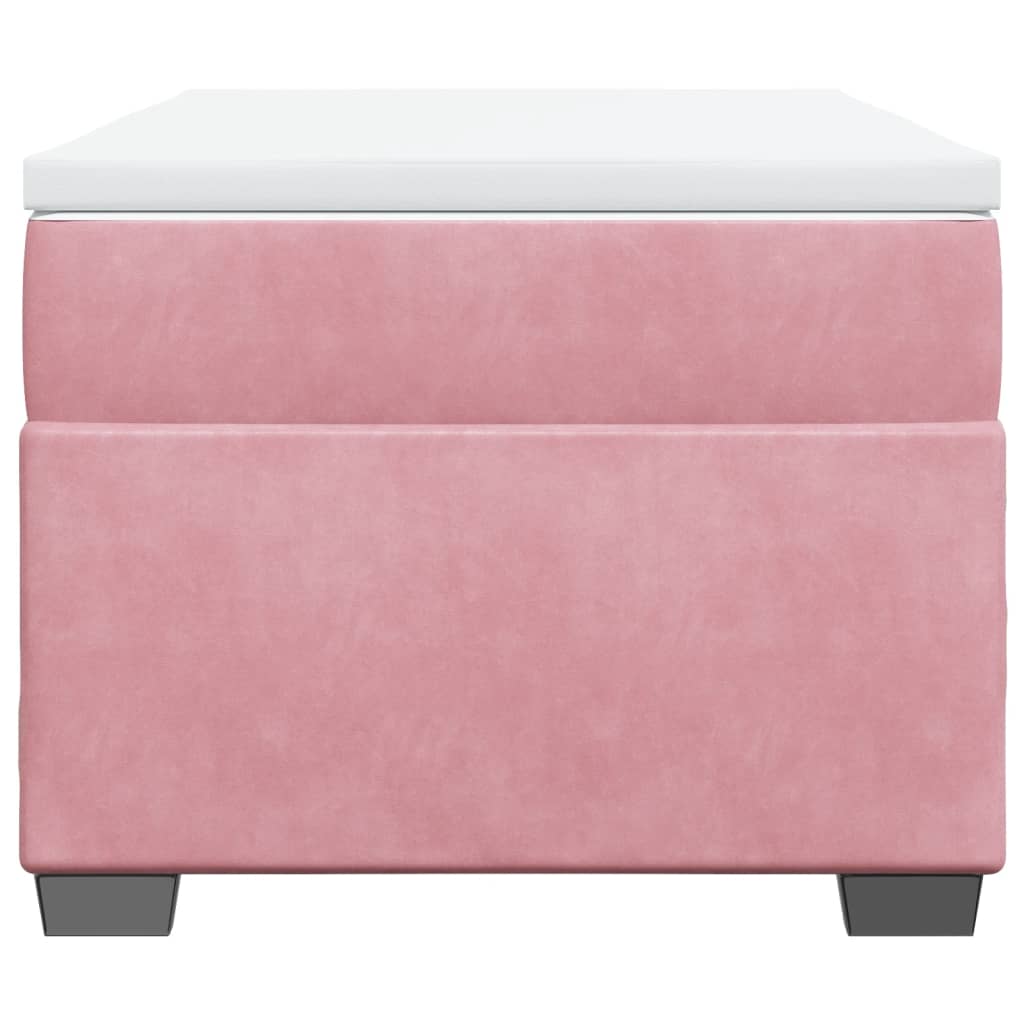 Κρεβάτι Boxspring με Στρώμα Ροζ 100x200 εκ. Βελούδινο - Pakobazaar