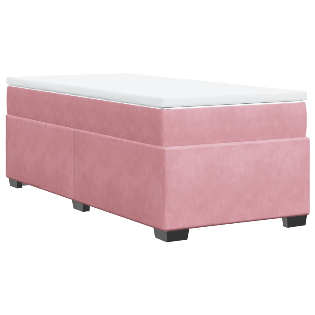 Κρεβάτι Boxspring με Στρώμα Ροζ 100x200 εκ. Βελούδινο - Pakobazaar