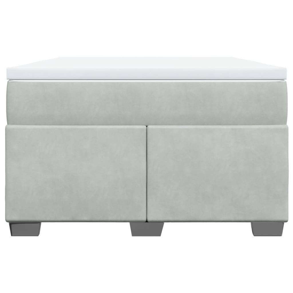 Κρεβάτι Boxspring με Στρώμα Ανοιχτό Γκρι 120x190 εκ. Βελούδινο - Pakobazaar