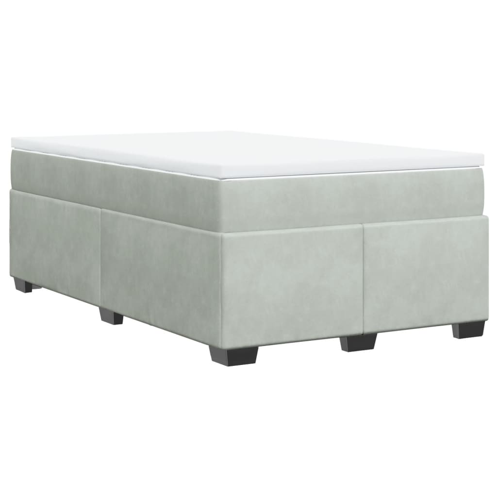 Κρεβάτι Boxspring με Στρώμα Ανοιχτό Γκρι 120x190 εκ. Βελούδινο - Pakobazaar