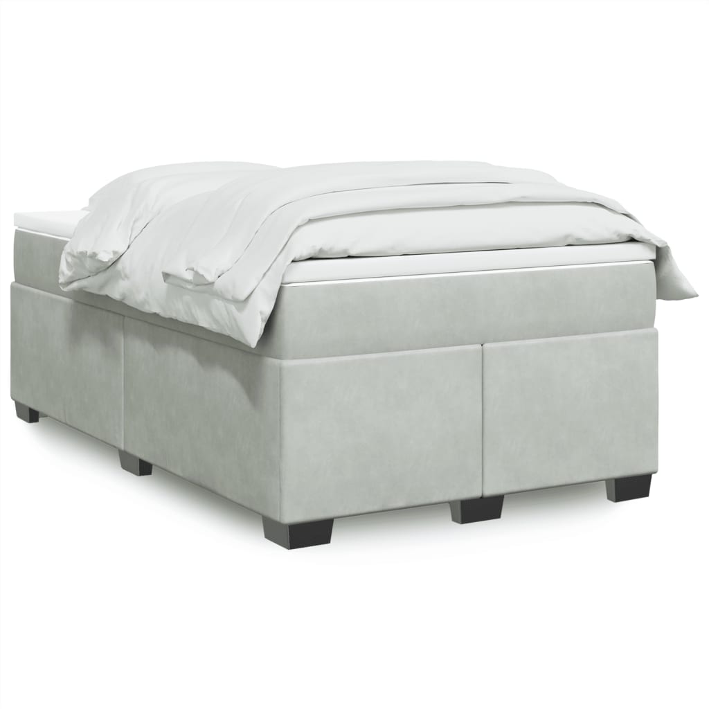 Κρεβάτι Boxspring με Στρώμα Ανοιχτό Γκρι 120x190 εκ. Βελούδινο - Pakobazaar