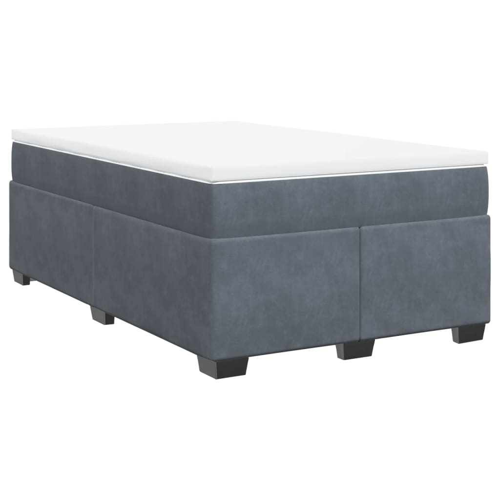 Κρεβάτι Boxspring με Στρώμα Σκούρο Γκρι 120x190 εκ. Βελούδινο
