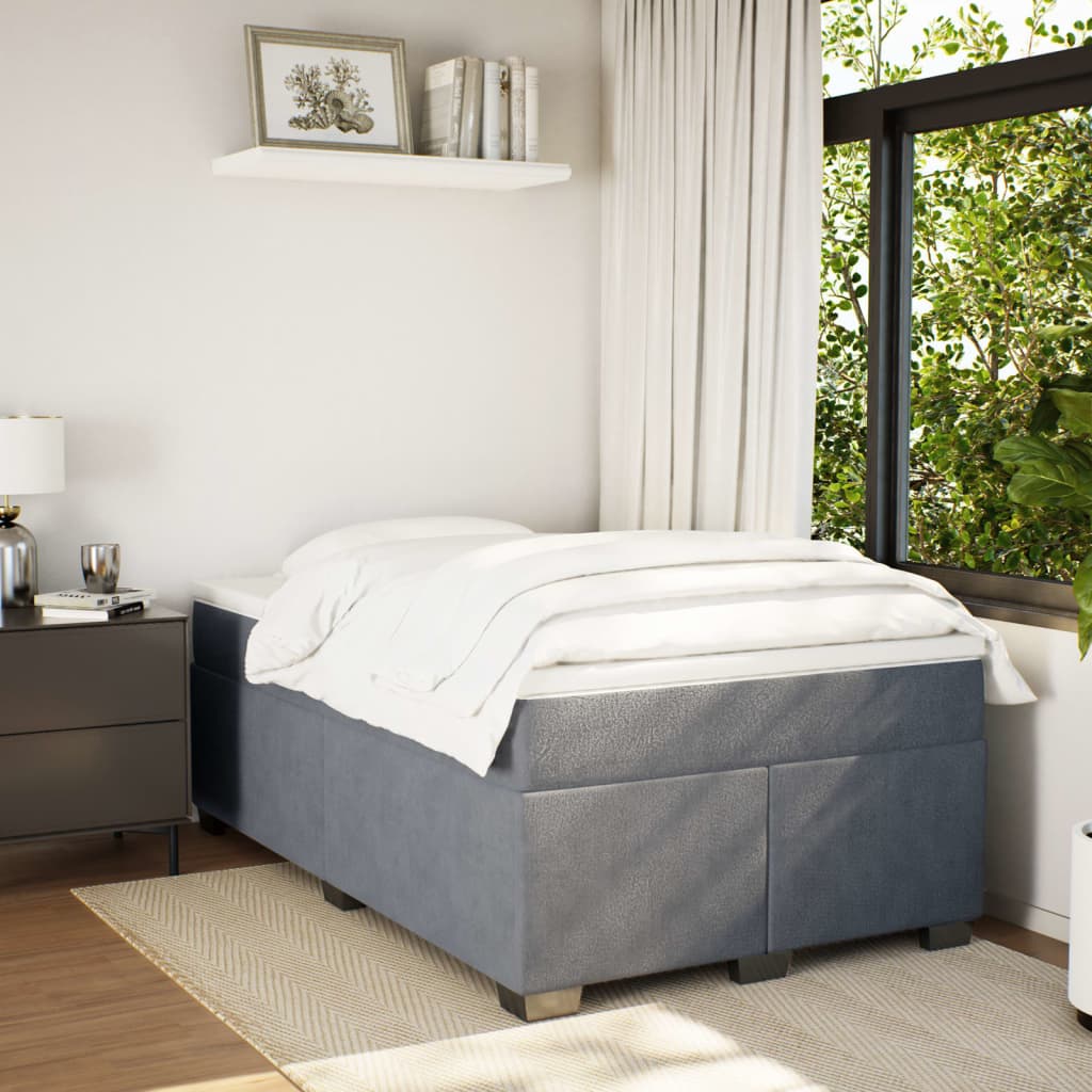 Κρεβάτι Boxspring με Στρώμα Σκούρο Γκρι 120x190 εκ. Βελούδινο
