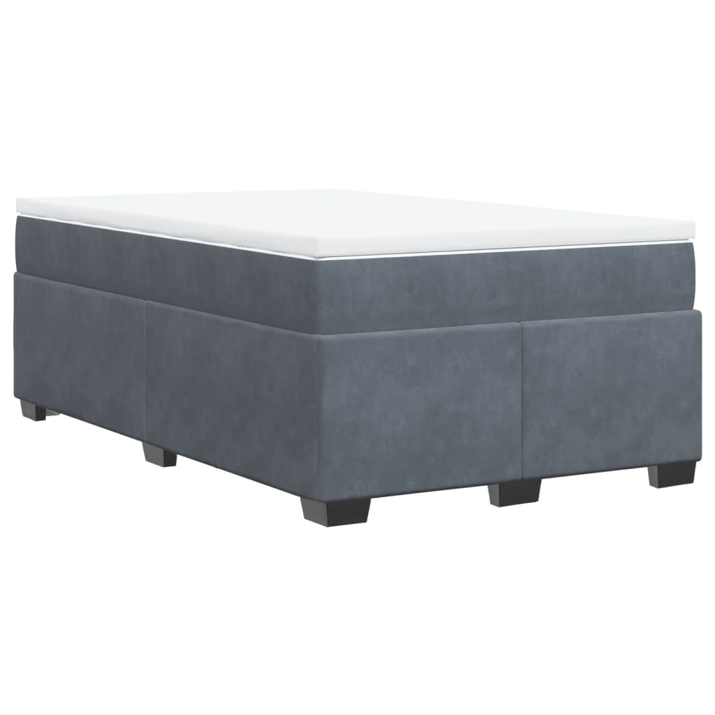 Κρεβάτι Boxspring με Στρώμα Σκούρο Γκρι 120x190 εκ. Βελούδινο