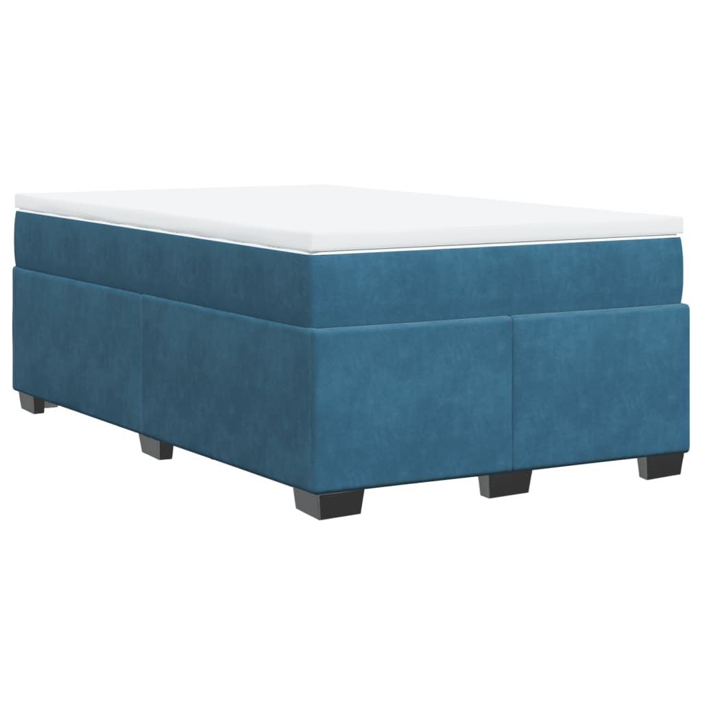 Κρεβάτι Boxspring με Στρώμα Σκούρο Μπλε 120x190 εκ. Βελούδινο