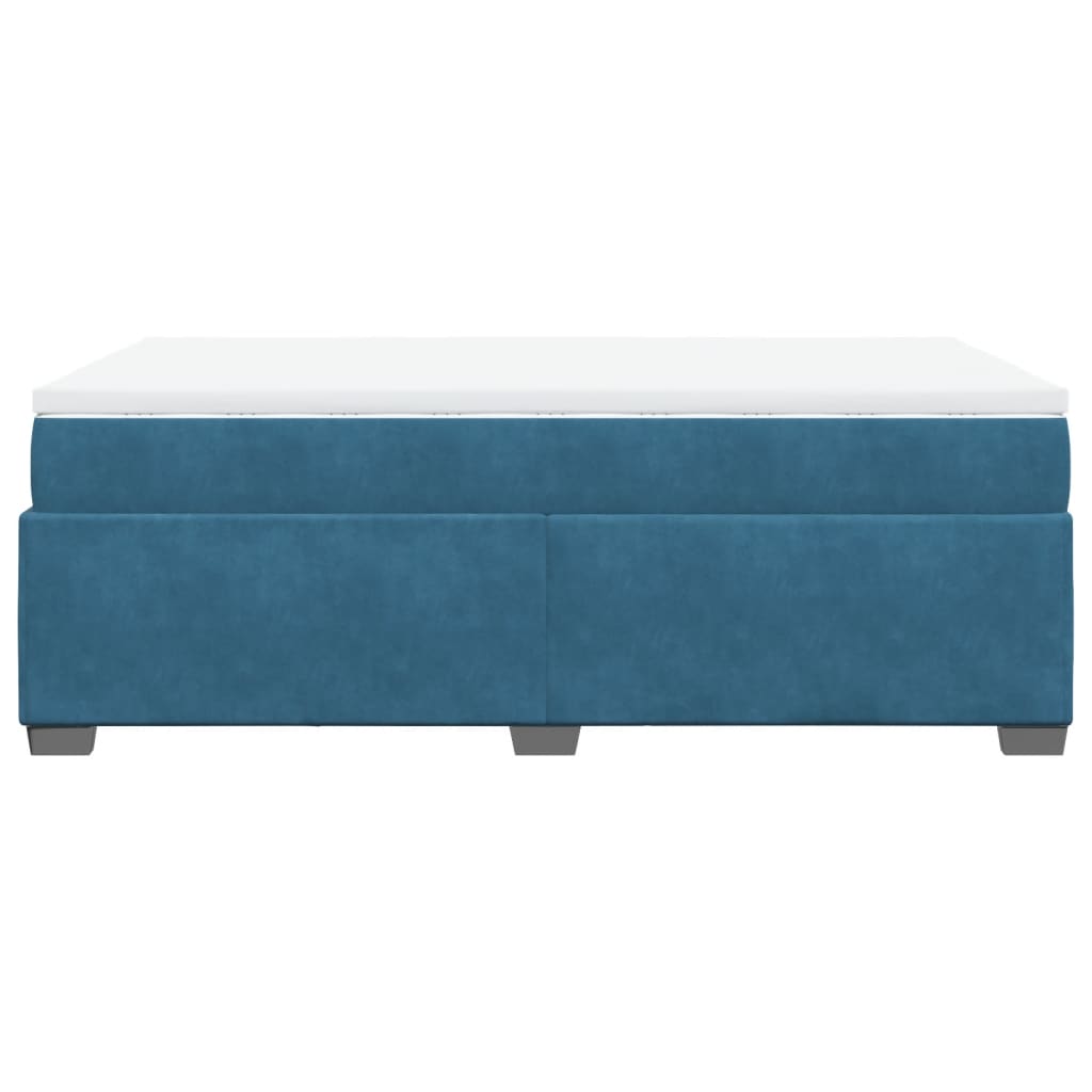 Κρεβάτι Boxspring με Στρώμα Σκούρο Μπλε 120x190 εκ. Βελούδινο