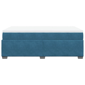 Κρεβάτι Boxspring με Στρώμα Σκούρο Μπλε 120x190 εκ. Βελούδινο