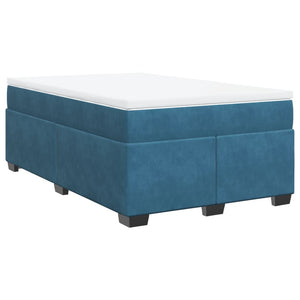 Κρεβάτι Boxspring με Στρώμα Σκούρο Μπλε 120x190 εκ. Βελούδινο