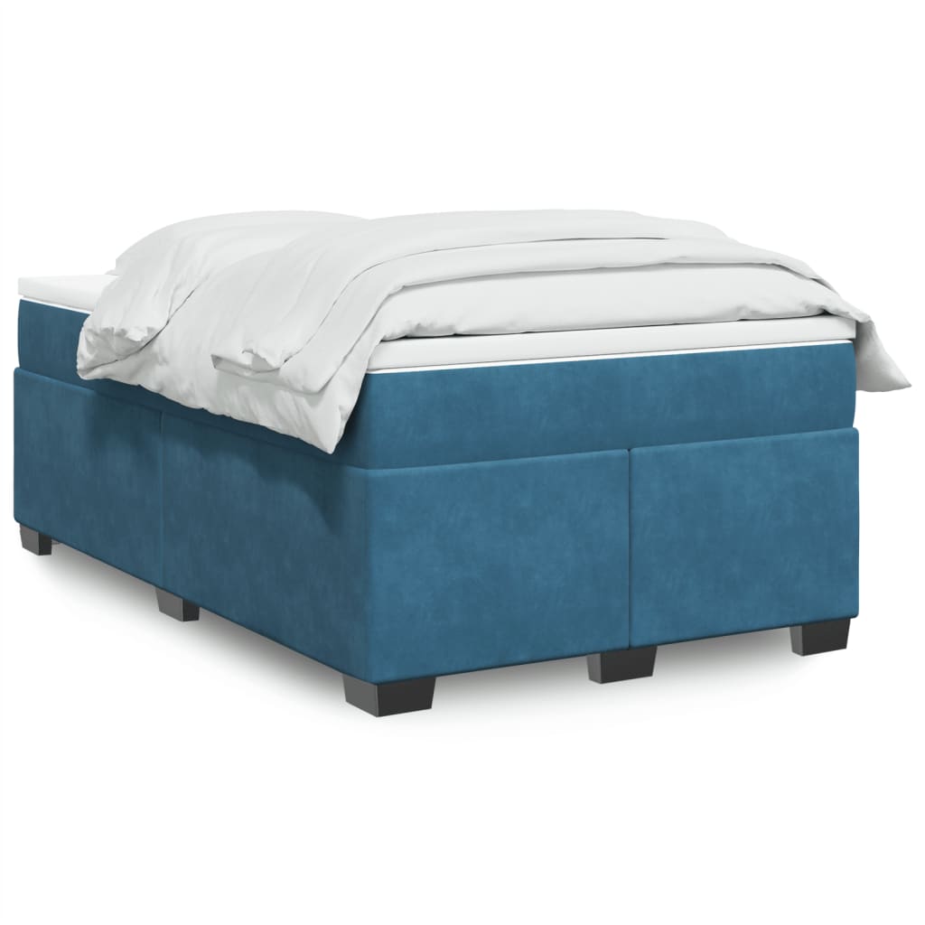 Κρεβάτι Boxspring με Στρώμα Σκούρο Μπλε 120x190 εκ. Βελούδινο