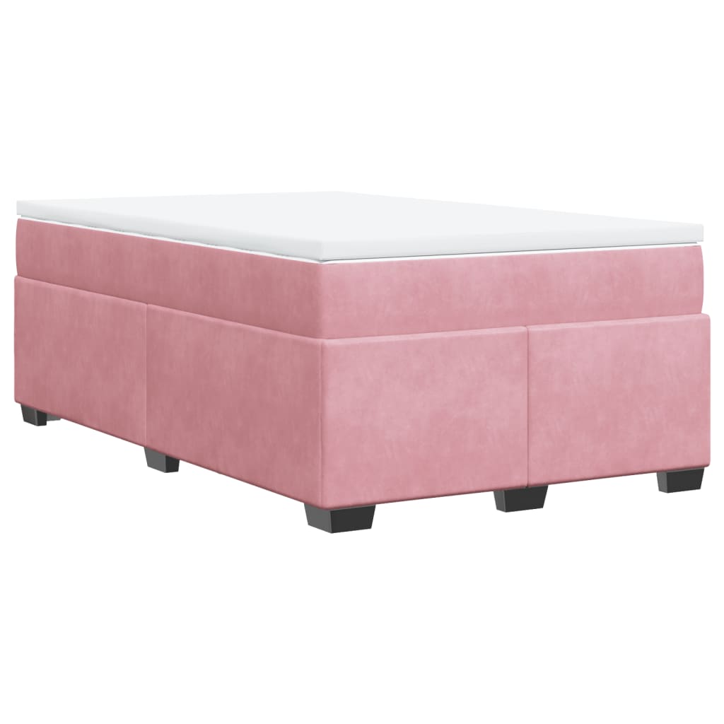 Κρεβάτι Boxspring με Στρώμα Ροζ 120x190 εκ. Βελούδινο