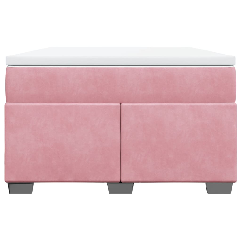 Κρεβάτι Boxspring με Στρώμα Ροζ 120x190 εκ. Βελούδινο