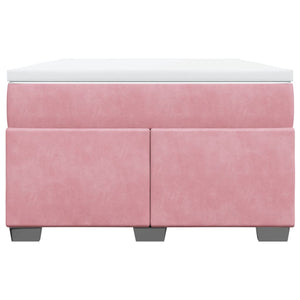 Κρεβάτι Boxspring με Στρώμα Ροζ 120x190 εκ. Βελούδινο