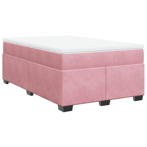 Κρεβάτι Boxspring με Στρώμα Ροζ 120x190 εκ. Βελούδινο