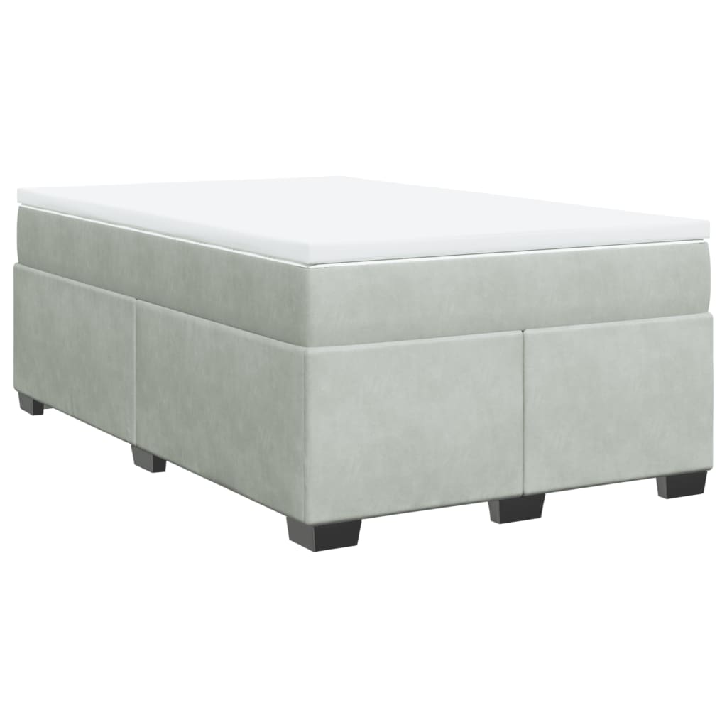 Κρεβάτι Boxspring με Στρώμα Ανοιχτό Γκρι 120x200 εκ. Βελούδινο - Pakobazaar