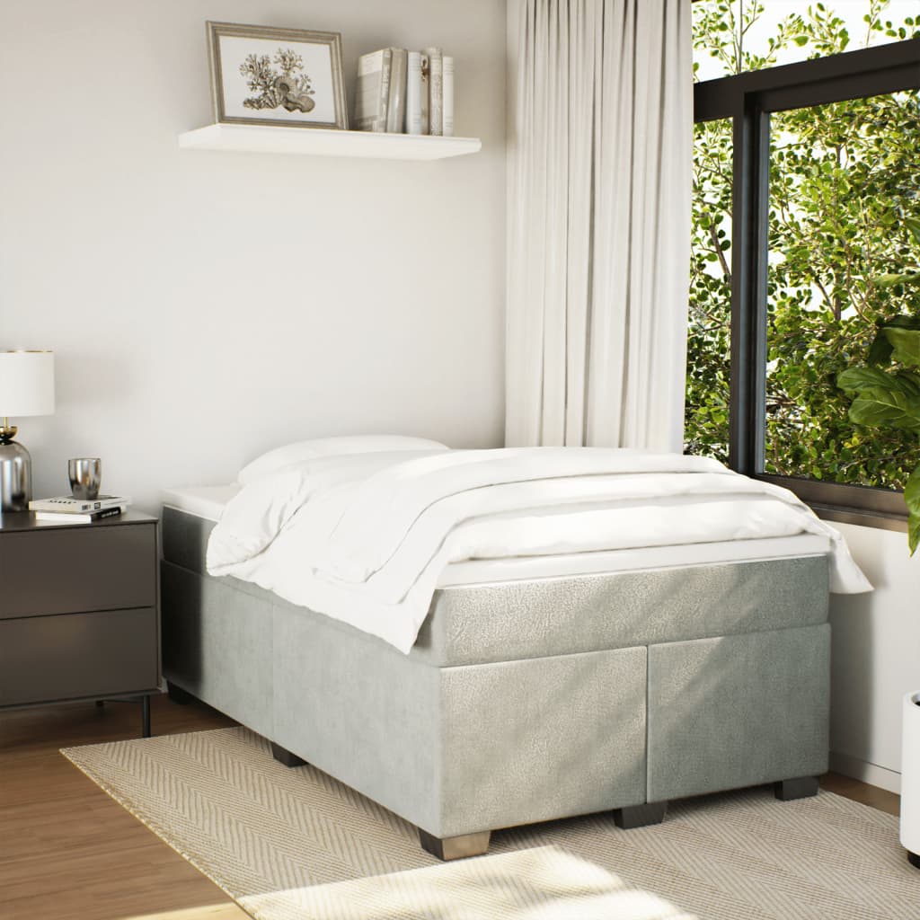 Κρεβάτι Boxspring με Στρώμα Ανοιχτό Γκρι 120x200 εκ. Βελούδινο - Pakobazaar
