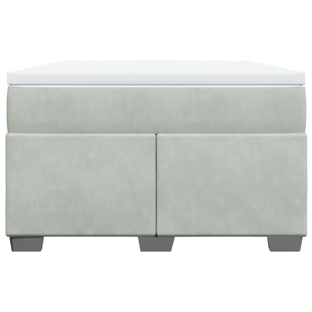 Κρεβάτι Boxspring με Στρώμα Ανοιχτό Γκρι 120x200 εκ. Βελούδινο - Pakobazaar