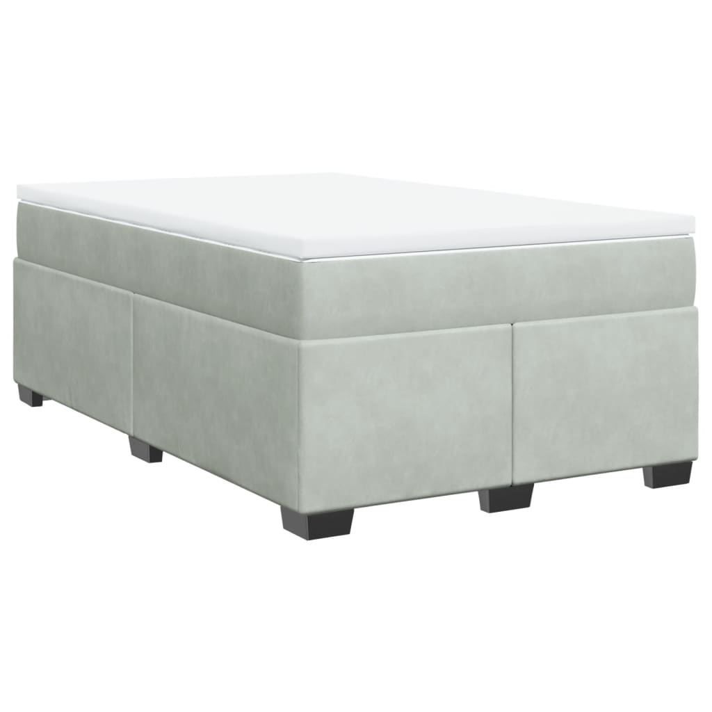 Κρεβάτι Boxspring με Στρώμα Ανοιχτό Γκρι 120x200 εκ. Βελούδινο - Pakobazaar