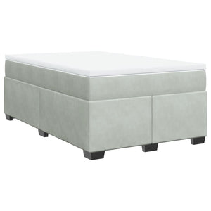 Κρεβάτι Boxspring με Στρώμα Ανοιχτό Γκρι 120x200 εκ. Βελούδινο - Pakobazaar