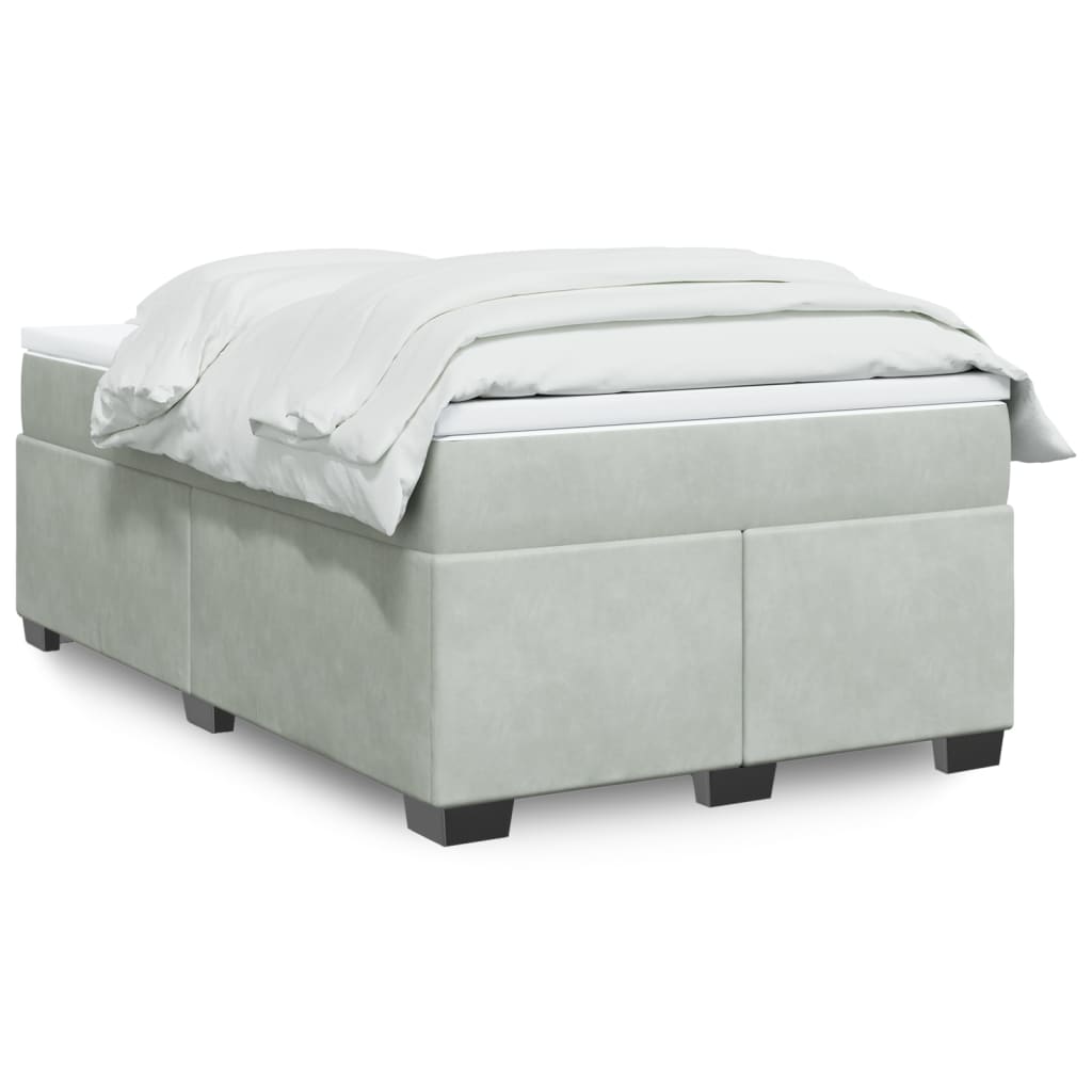 Κρεβάτι Boxspring με Στρώμα Ανοιχτό Γκρι 120x200 εκ. Βελούδινο - Pakobazaar