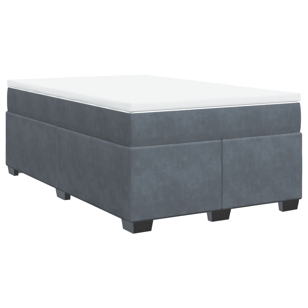 Κρεβάτι Boxspring με Στρώμα Σκούρο Γκρι 120x200 εκ. Βελούδινο - Pakobazaar
