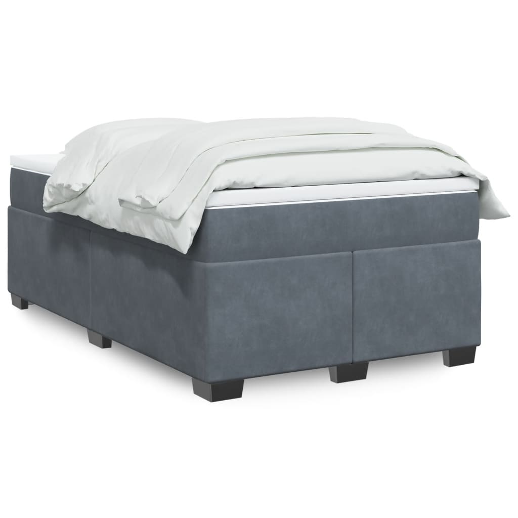 Κρεβάτι Boxspring με Στρώμα Σκούρο Γκρι 120x200 εκ. Βελούδινο - Pakobazaar