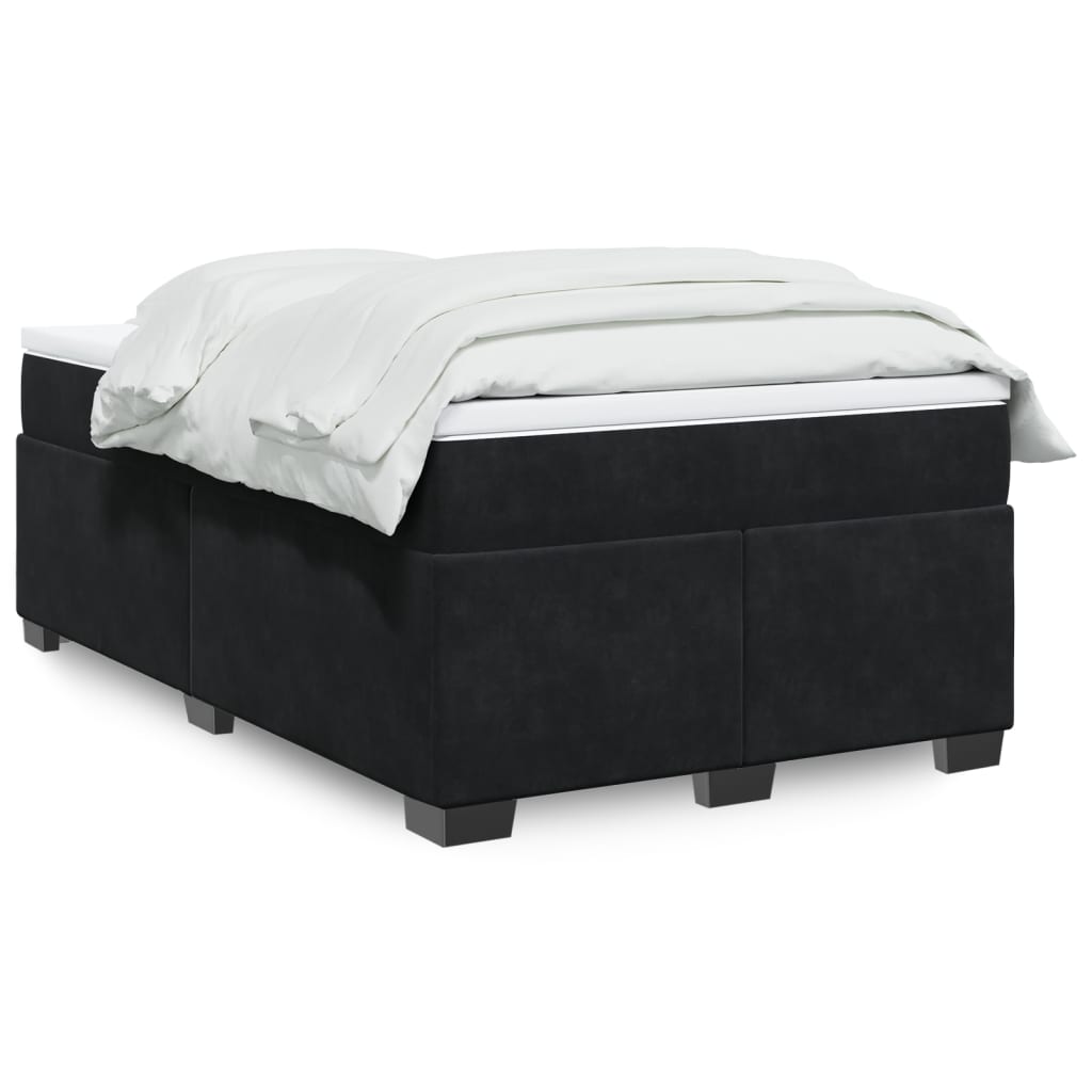 Κρεβάτι Boxspring με Στρώμα Μαύρο 120 x 200 εκ. Βελούδινο