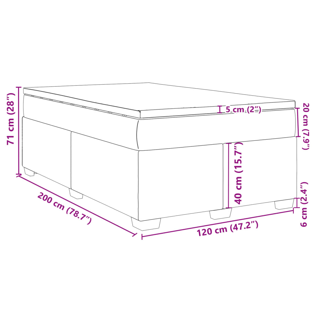 Κρεβάτι Boxspring με Στρώμα Σκούρο Μπλε 120x200 εκ. Βελούδινο - Pakobazaar