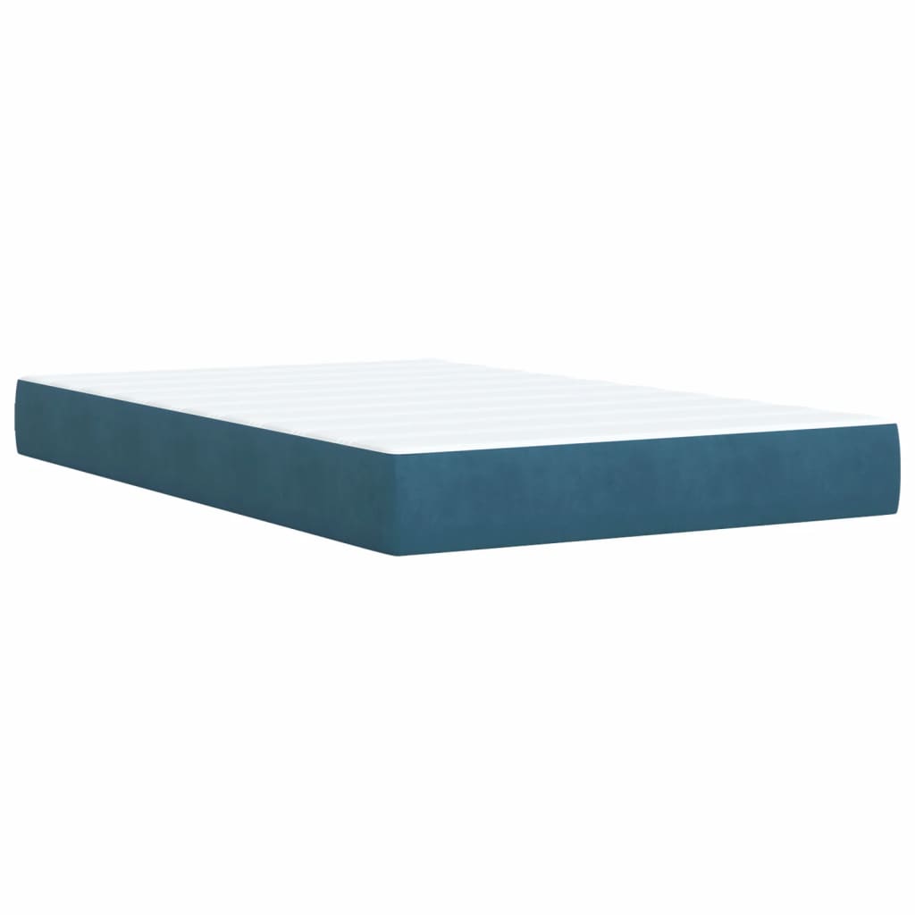 Κρεβάτι Boxspring με Στρώμα Σκούρο Μπλε 120x200 εκ. Βελούδινο - Pakobazaar
