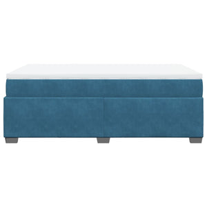 Κρεβάτι Boxspring με Στρώμα Σκούρο Μπλε 120x200 εκ. Βελούδινο - Pakobazaar