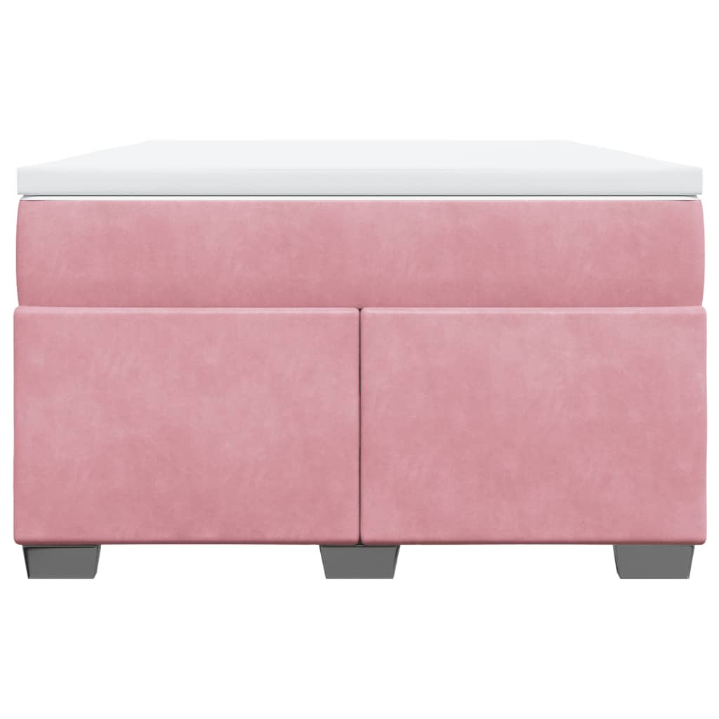 Κρεβάτι Boxspring με Στρώμα Ροζ 120x200 εκ. Βελούδινο