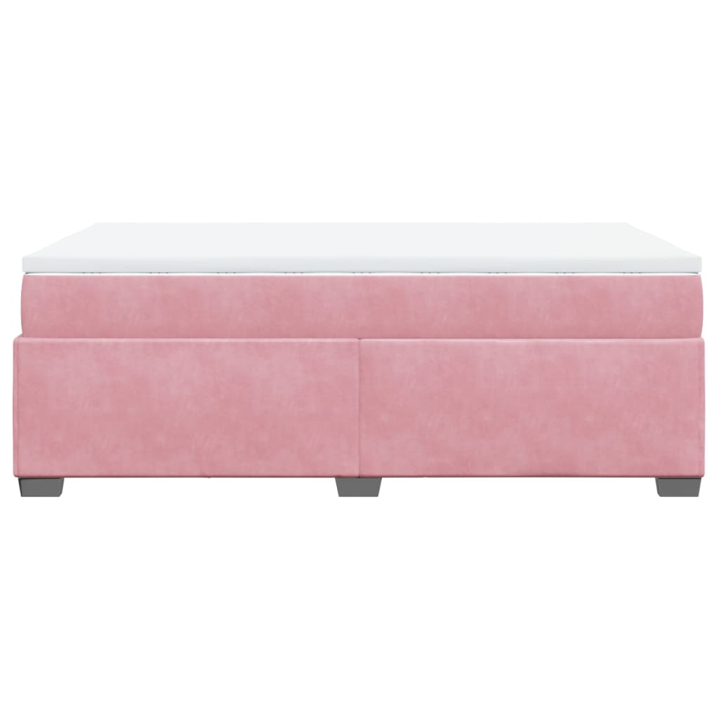 Κρεβάτι Boxspring με Στρώμα Ροζ 120x200 εκ. Βελούδινο