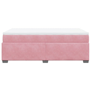 Κρεβάτι Boxspring με Στρώμα Ροζ 120x200 εκ. Βελούδινο