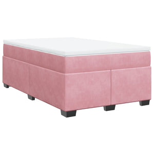 Κρεβάτι Boxspring με Στρώμα Ροζ 120x200 εκ. Βελούδινο