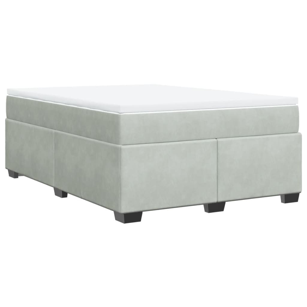 Κρεβάτι Boxspring με Στρώμα Ανοιχτό Γκρι 140x190 εκ. Βελούδινο - Pakobazaar